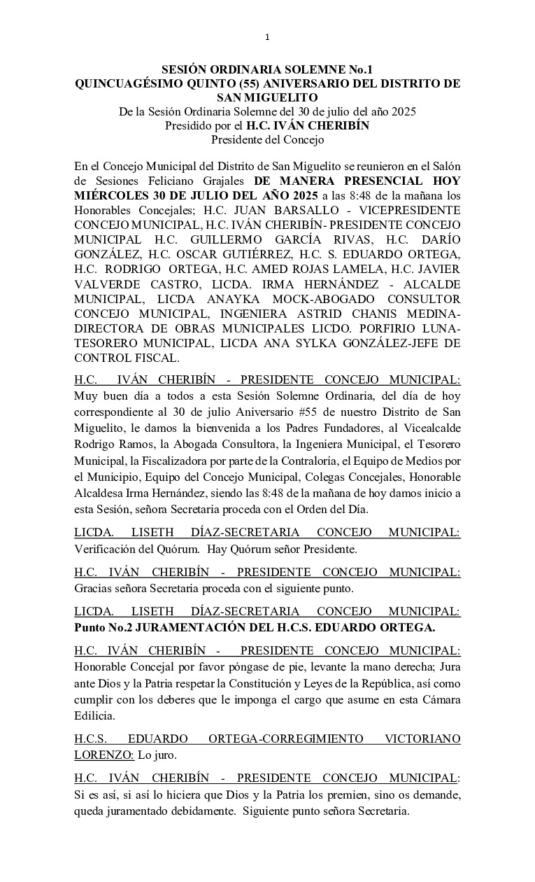 thumbnail of SESIÓN ORDINARIA SOLEMNE No.1-30-7-2025